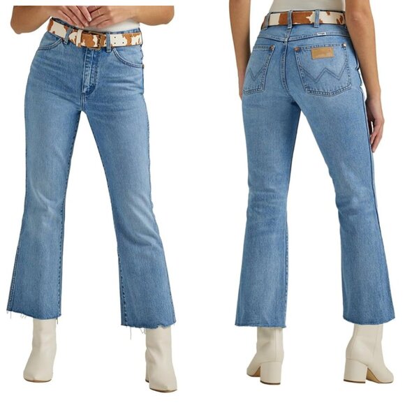 Wrangler High Rise Kick Flare (Wrock 627) Jeans Light-Medium "Control" Wash - 33 - Picture 2 of 15